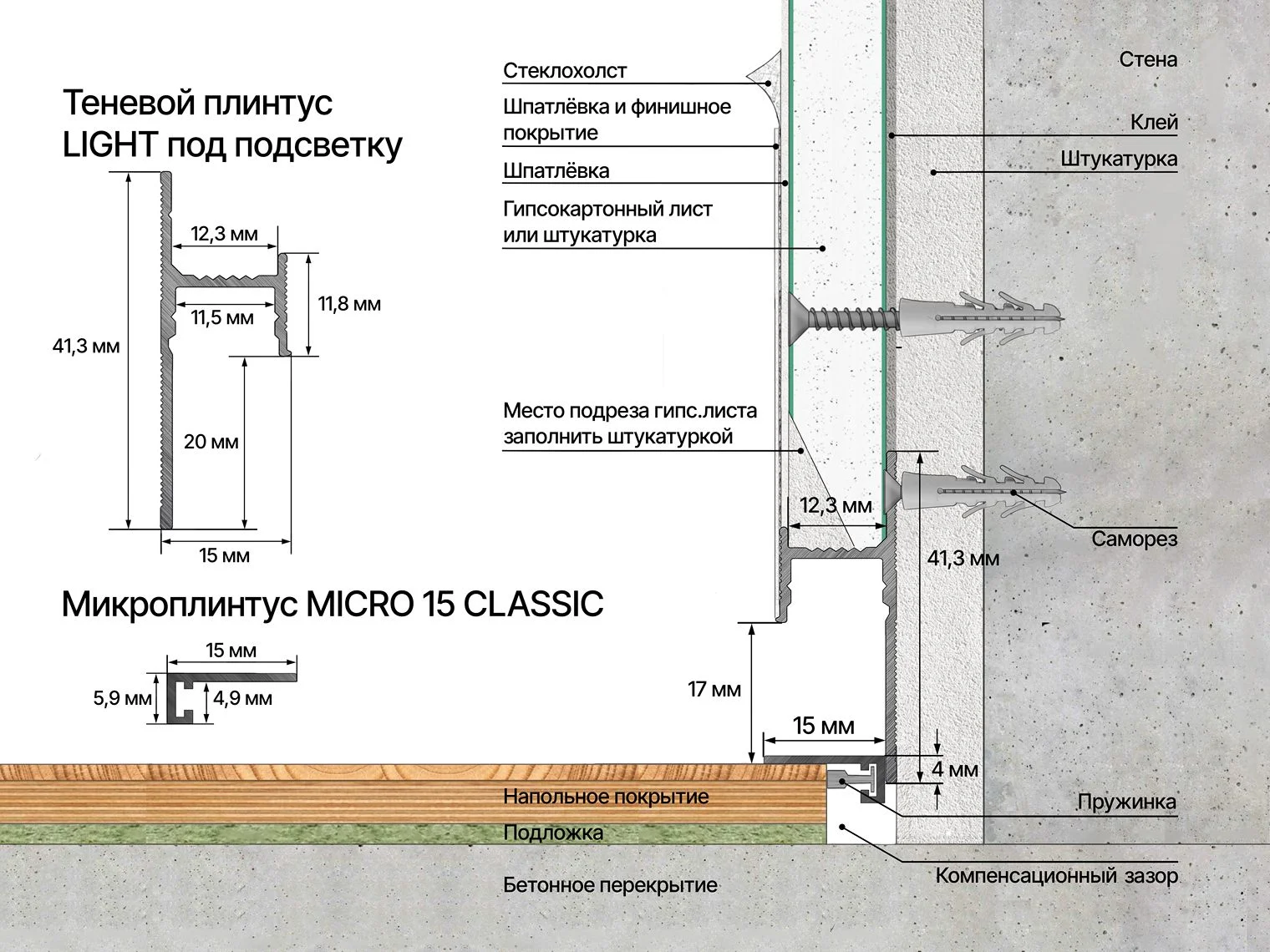 Микроплинтус Laconistic Micro 15 Classic